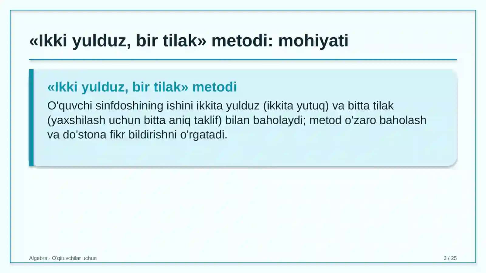 algebra darslarida ikki yulduz bir tilak metodidan foydalanish 3510 3