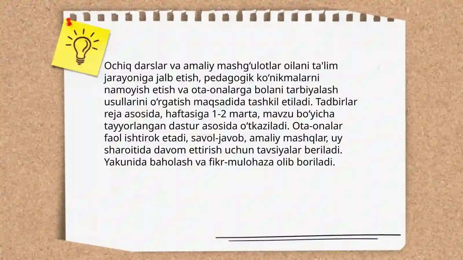 Maktabgacha ta`lim tashkilotining oila bilan hamkorlikda olib boriladigan ish shakllari 3