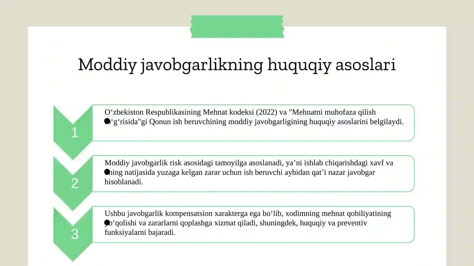 Ish beruvchining moddiy javobgarligi tushunchasi va ahamiyati 3