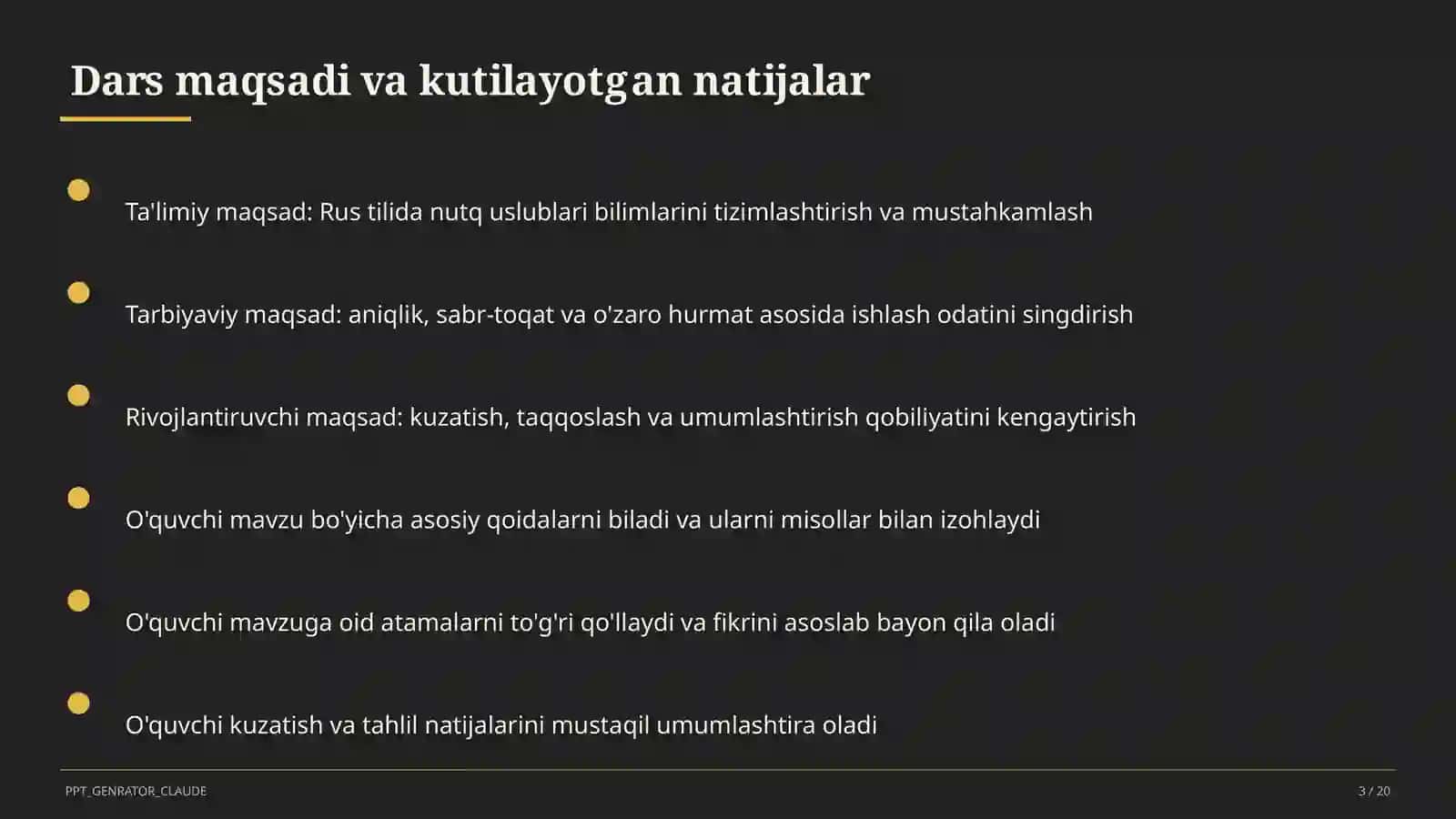 Rus tilida nutq uslublari (10-sinf) 3