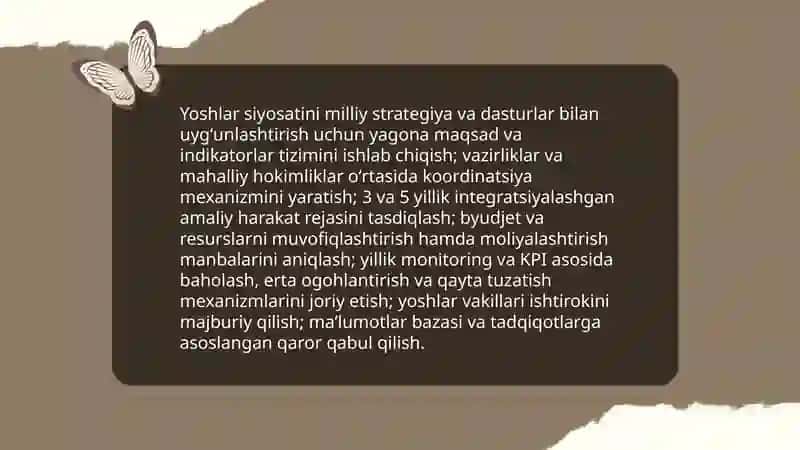 Yoshlarga oid davlat siyosatining izchil va samarali tashkil etish 3