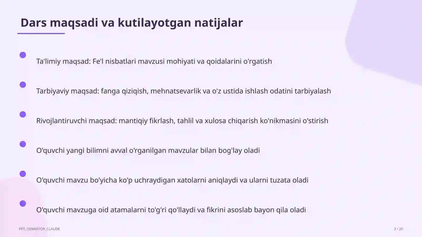 Fe'l nisbatlari (7-sinf) 3