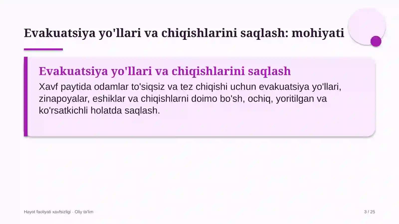 uy joy mulkdorlari shirkatlarida evakuatsiya yo'llari va chiqishlarini saqlash 7495 3