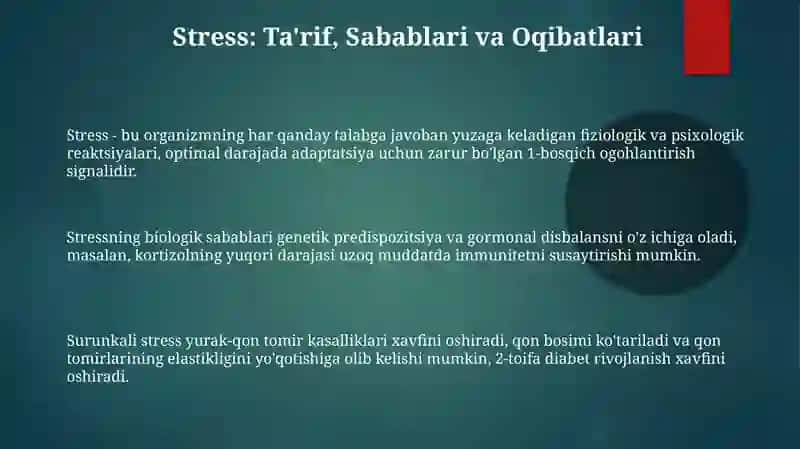 Stress, uning sabablari va oqibatlari, Depressiv va stupar xolatlar 3
