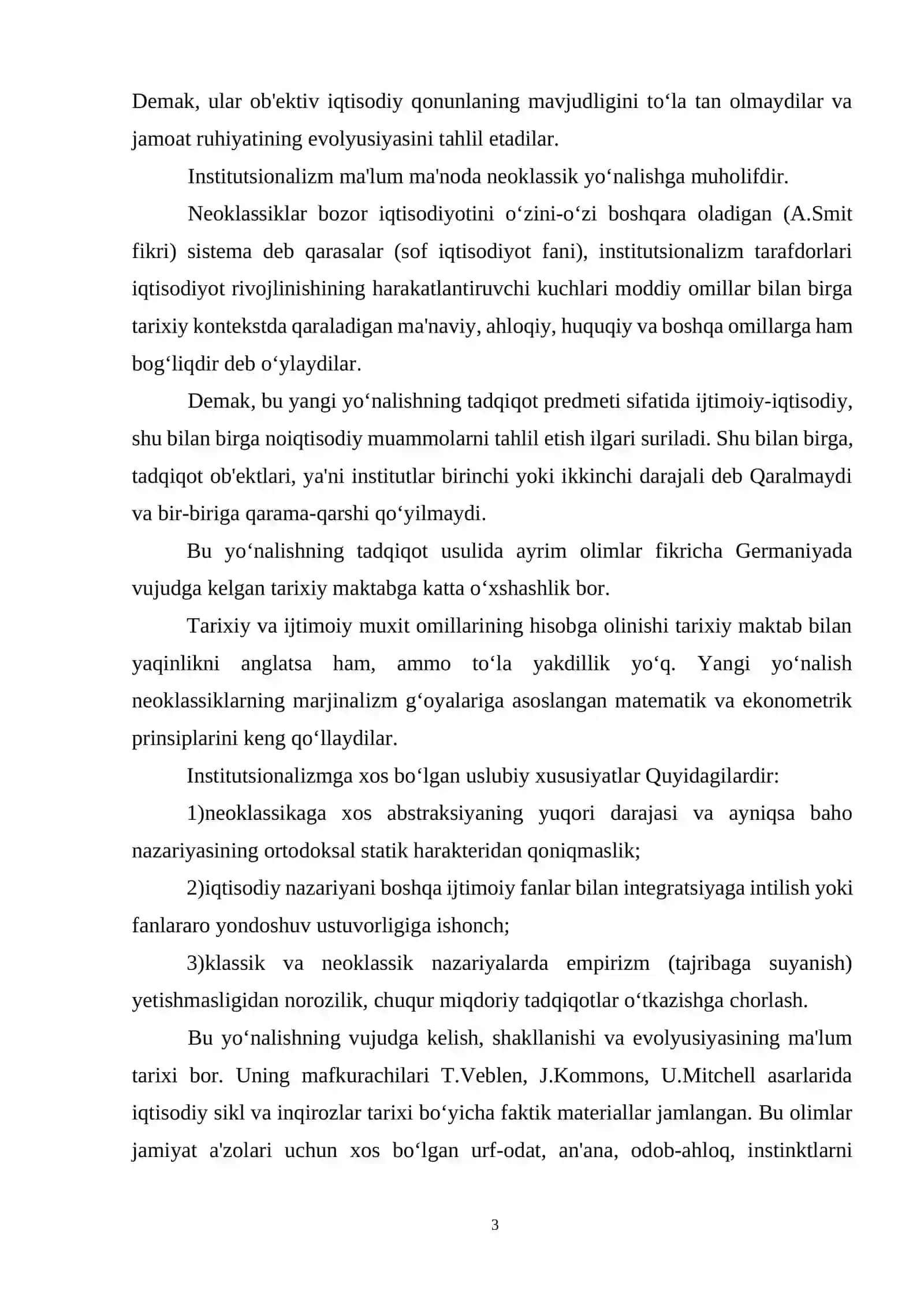 Institutsionalizm yo`nalishining mohiyati va ahamiyati 3