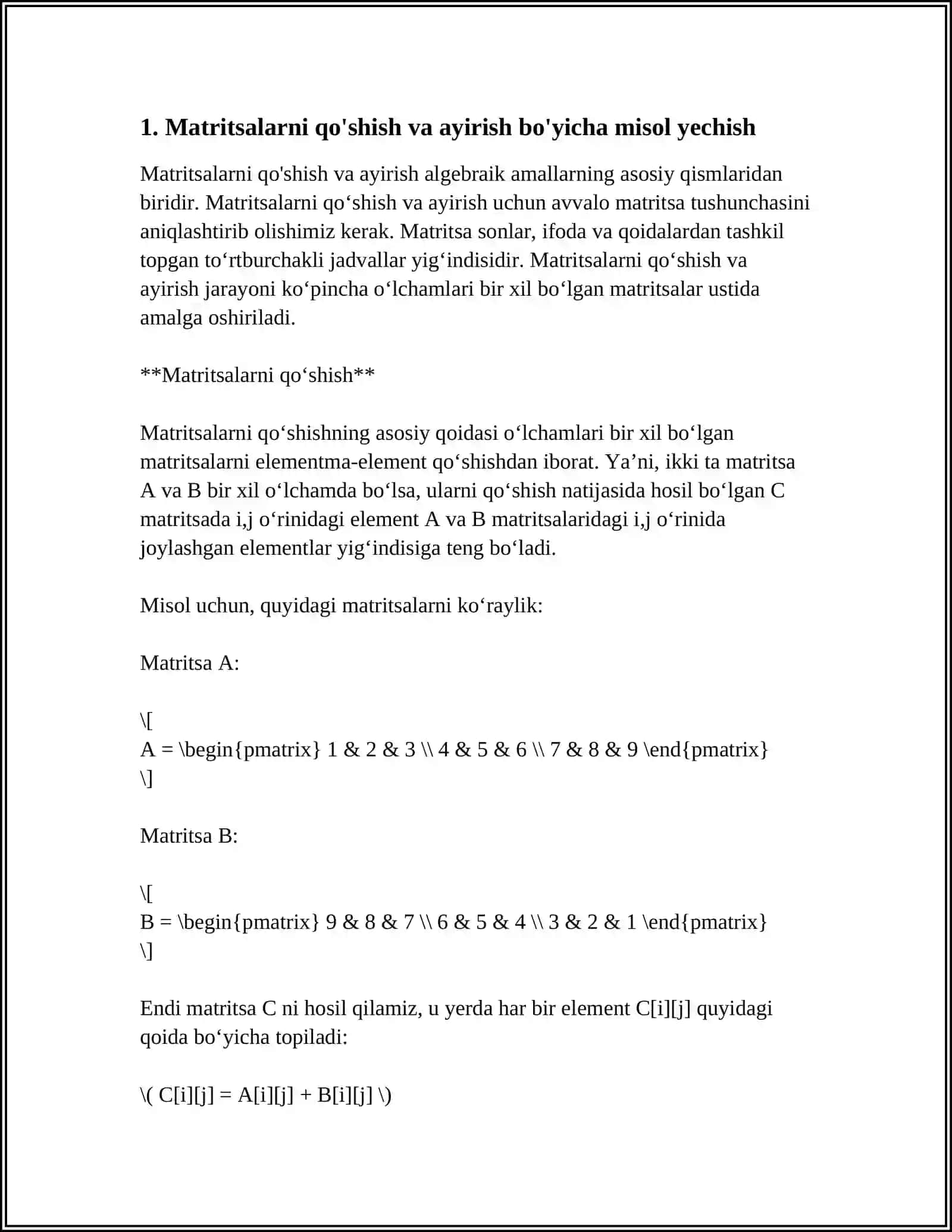 MATRITSA MAVZUSIDA MISOL YECHISH 3