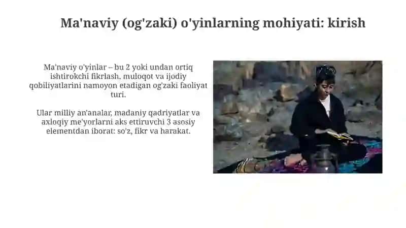 Ma'naviy (og'zaki) o'yinlarning mohiyati 3