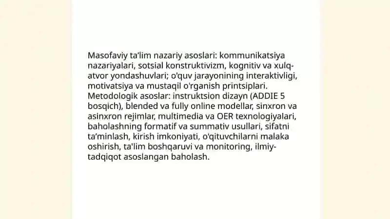Masofaviy ta'limni tashkil etish va boshqarish 3