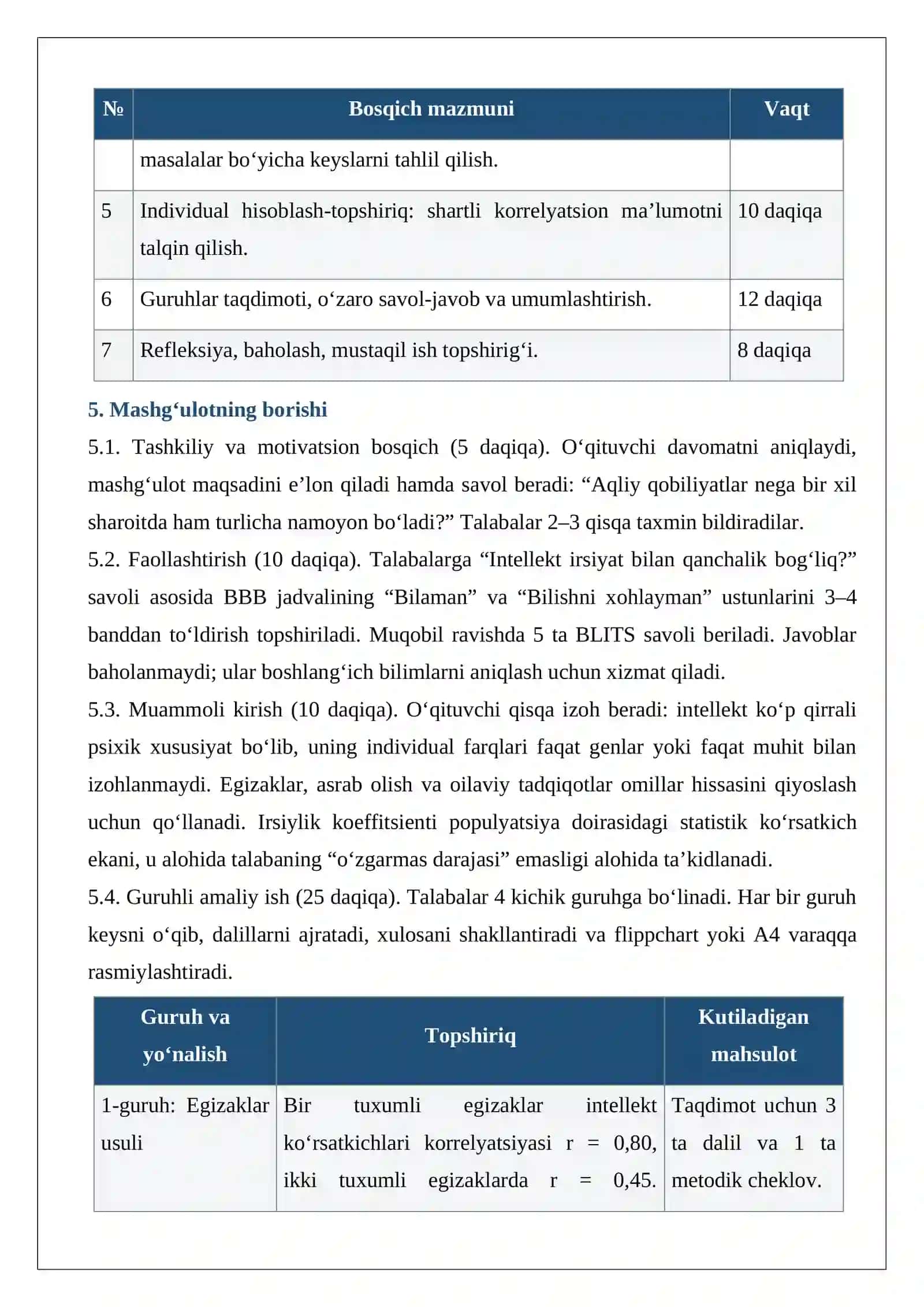 Intellektni psixogenetik tadqiq etish Amaliy mashg'ulot ishlanmasi 3