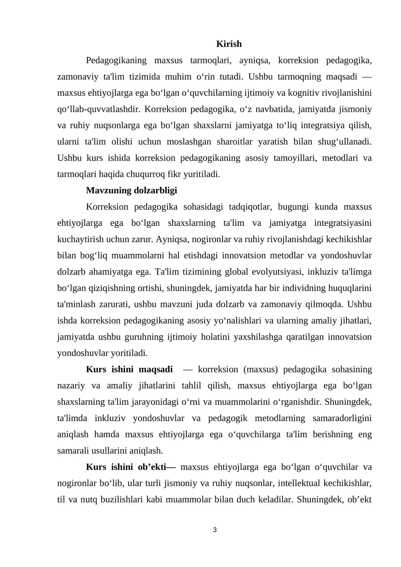Pedagogikaning maxsus tarmoqlari. Korreksion (maxsus) pedagogika 3