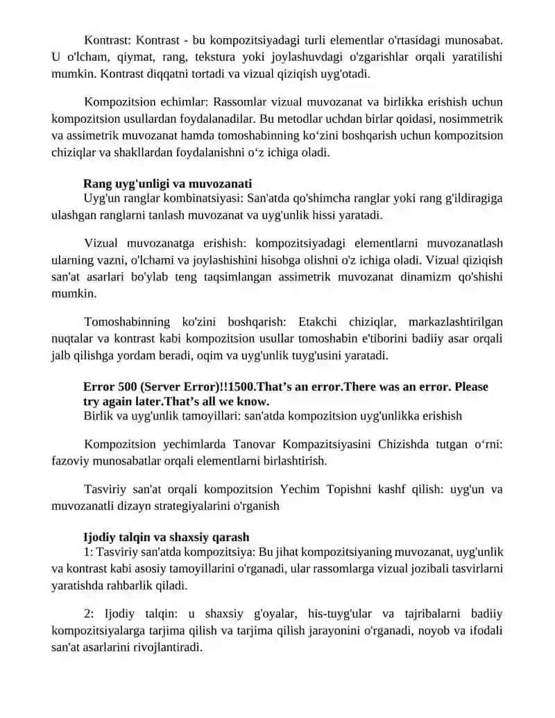 Tanovar Kompazitsiyasini Chizishda Tasviriy Sanatda Kompazitsion Yechim Topish 3