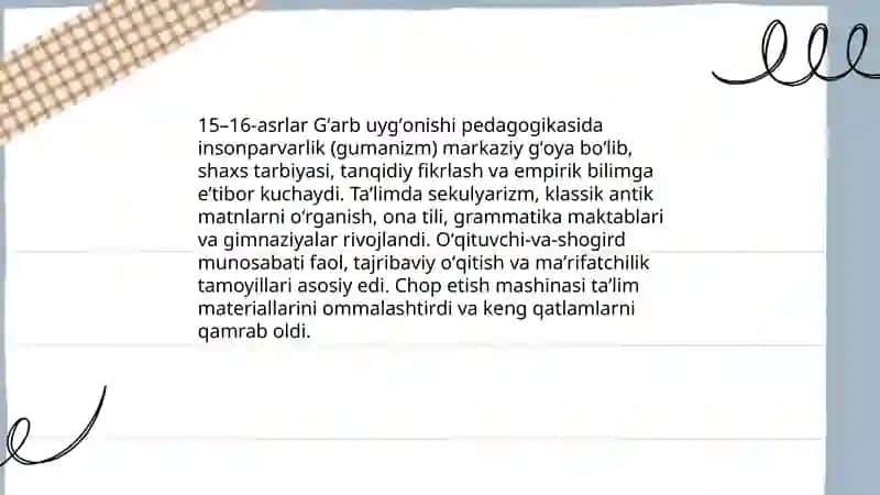 Gʻarb uygʻonish davrida pedagogika fan taraqqiyoti 3