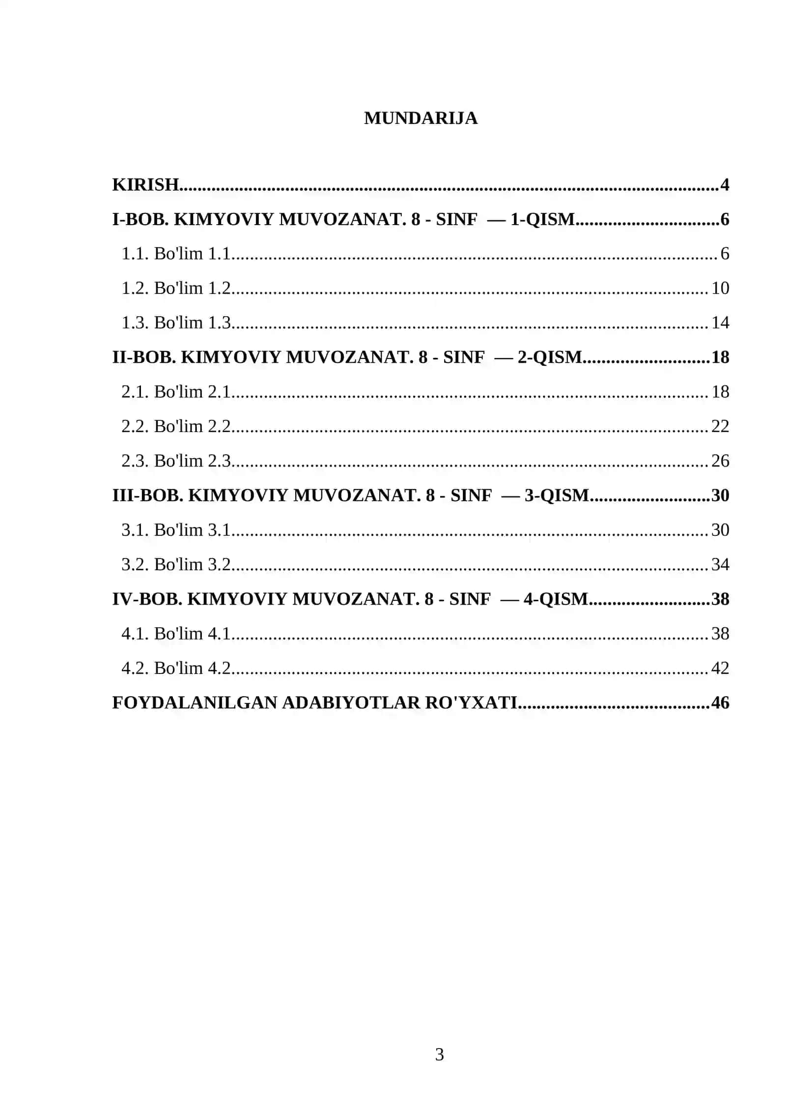 KIMYOVIY MUVOZANAT. 8 - SINF 3
