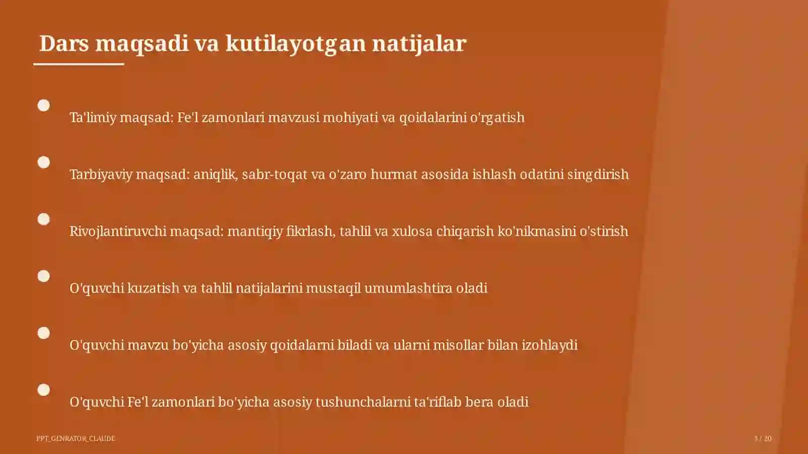 Fe'l zamonlari (4-sinf) 3