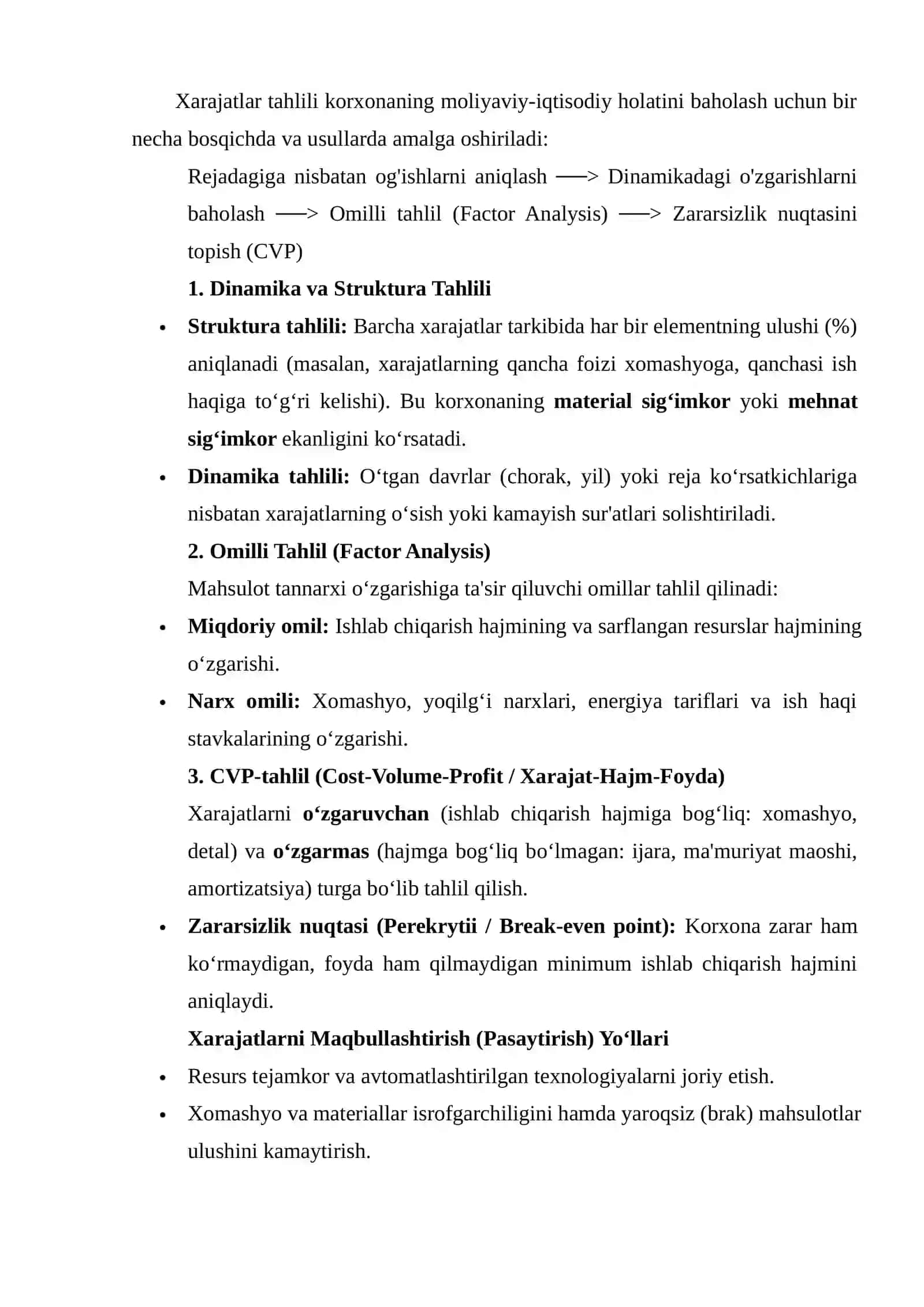 Korxonada ishlab chiqarish xarajatlarini optimallashtirish va tannarxni pasaytirish rezervlarini topish bo'yicha hisob-kitoblar qilish 3