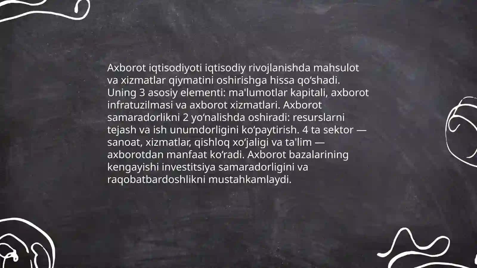 Axborotning iqtisodiy rivojlanishdagi o‘rni: axborot iqtisodi va samaradorlik 3