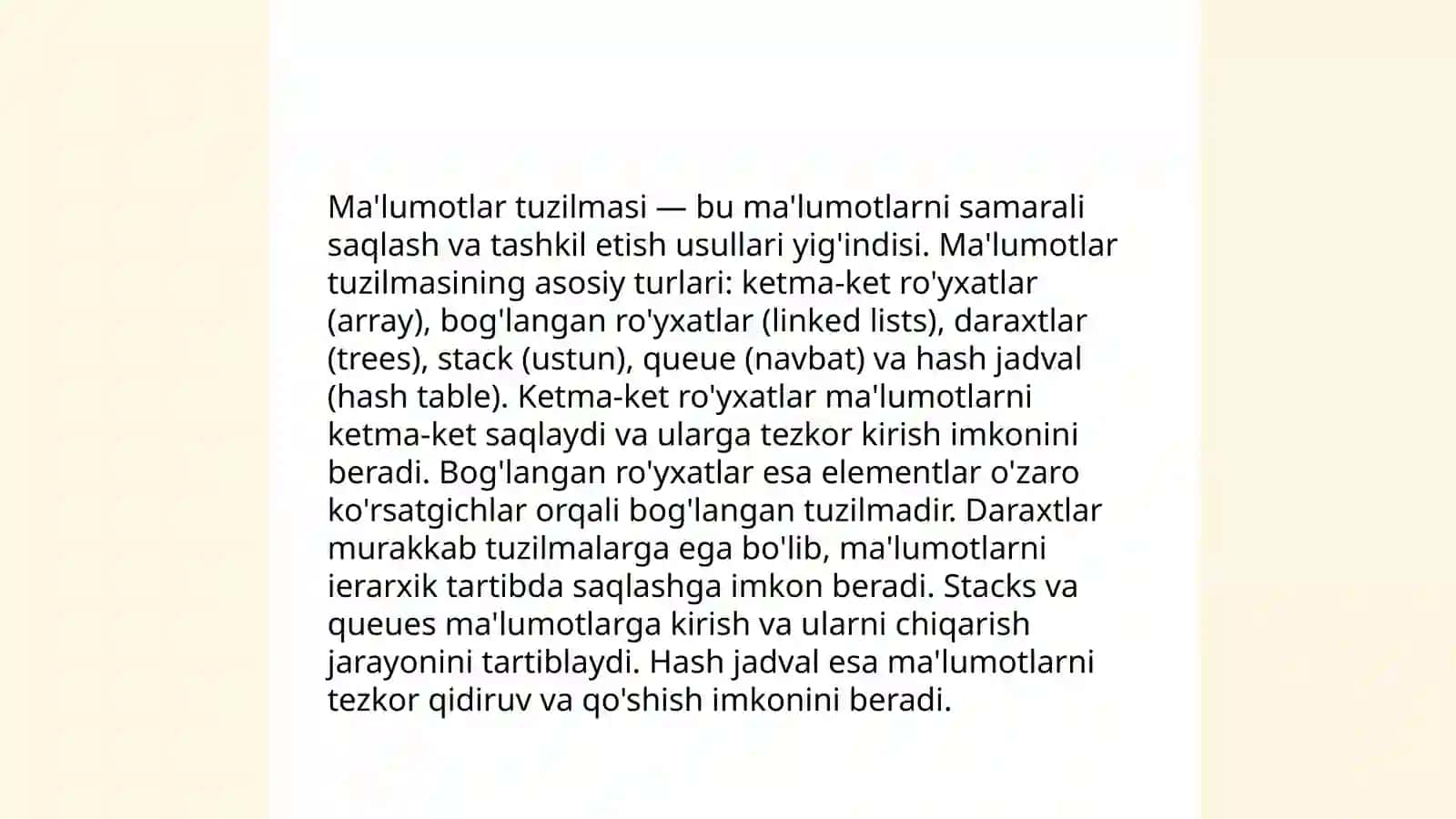 List maʼlumotlar tuzilmasi va uning metodlari bilan ishlash 3