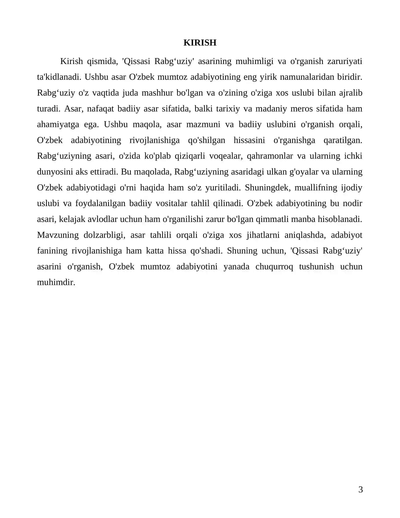 Qissasi Rabgʻuziy: Oʻzbek Mumtoz Nasrining Goʻzal Namunasi 3