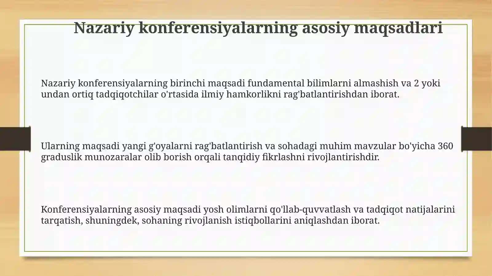 Nazariy konferensiyalarning maqsadlari va vazifalari 3