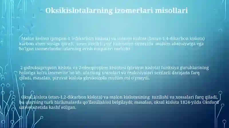 Oksokislotalarning izomeriyasi, nomenklaturasi 3