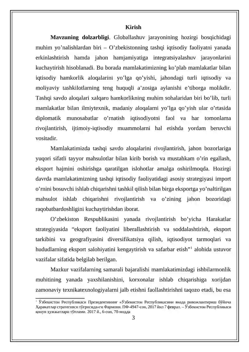 O‘ZBEKISTONNING DUNYONING RIVOJLANGAN DAVLATLARI BILAN IQTISODIY HAMKORLIGI 3