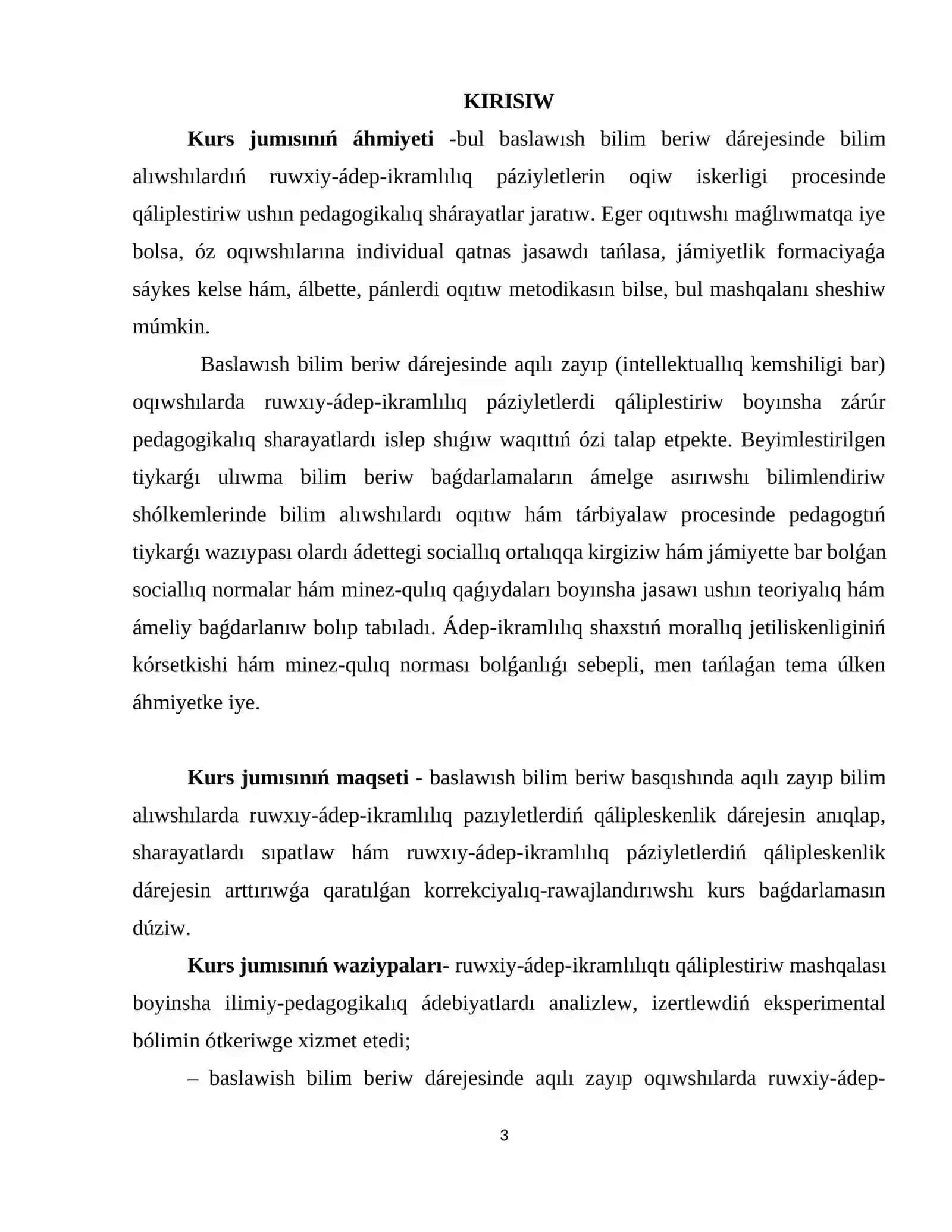 Arnawlı pedagogika: oligofrenopedagogika tálim baǵdarı 3