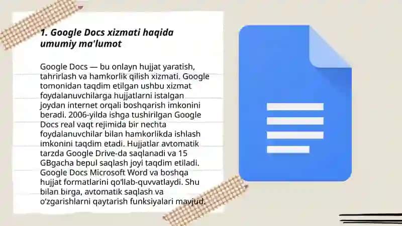 Google Docs xizmatlari 3