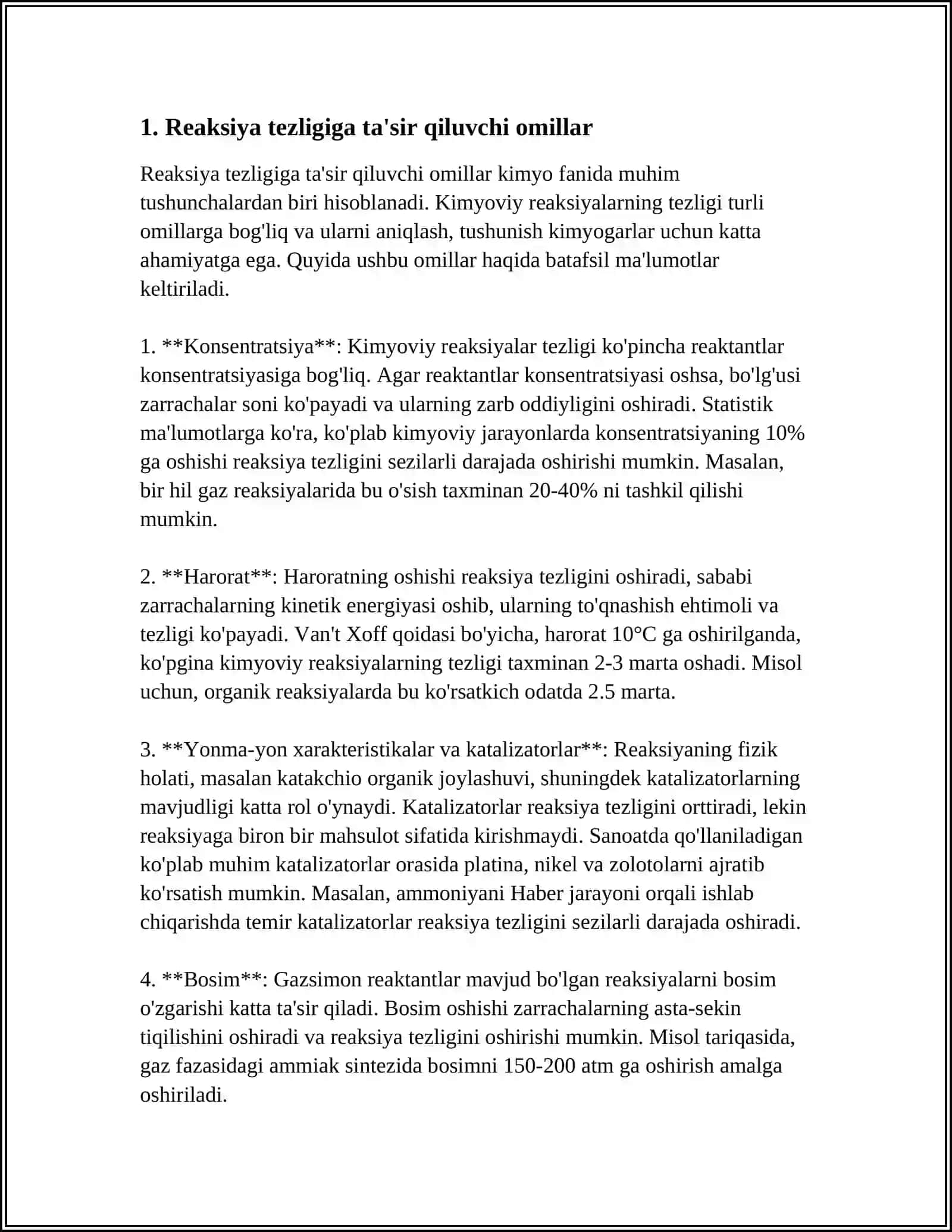 KIMYOVIY REAKSIYA TEZLIGI VA KIMYOVIY KINETIKA KIMYOVIY REAKSIYA TEZLIGIGA DOIR MASALALARYECHISH 3