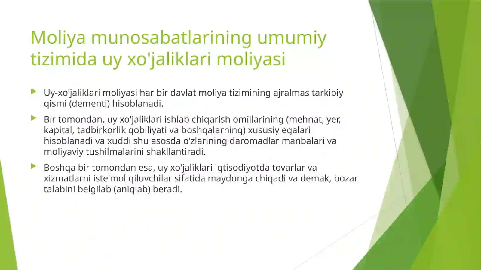 Uy  xo’jaliklar moliyasi 3