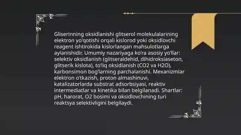 Gliserinning oksidlanishi 3