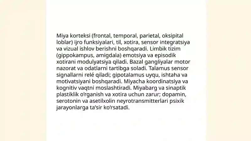 Psixik jarayonlar va miyaning aloqadorligini oʻrganish 3