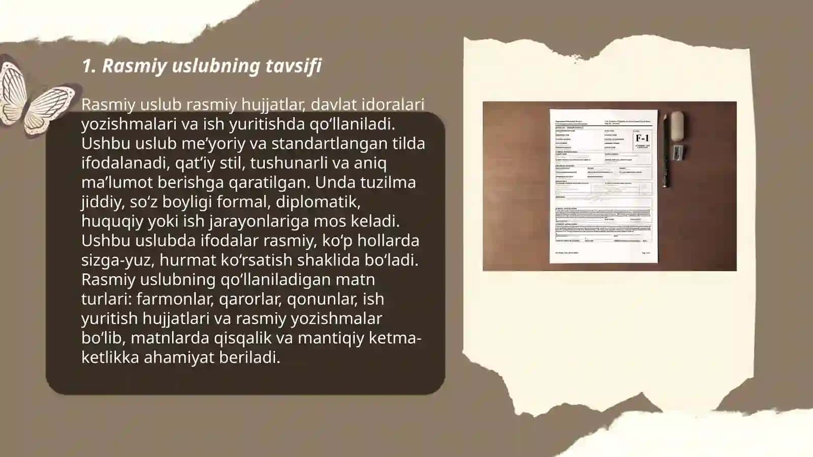 Rasmiy uslub va uning umumiy xususiyatlari. Asosiy hujjatlar 3