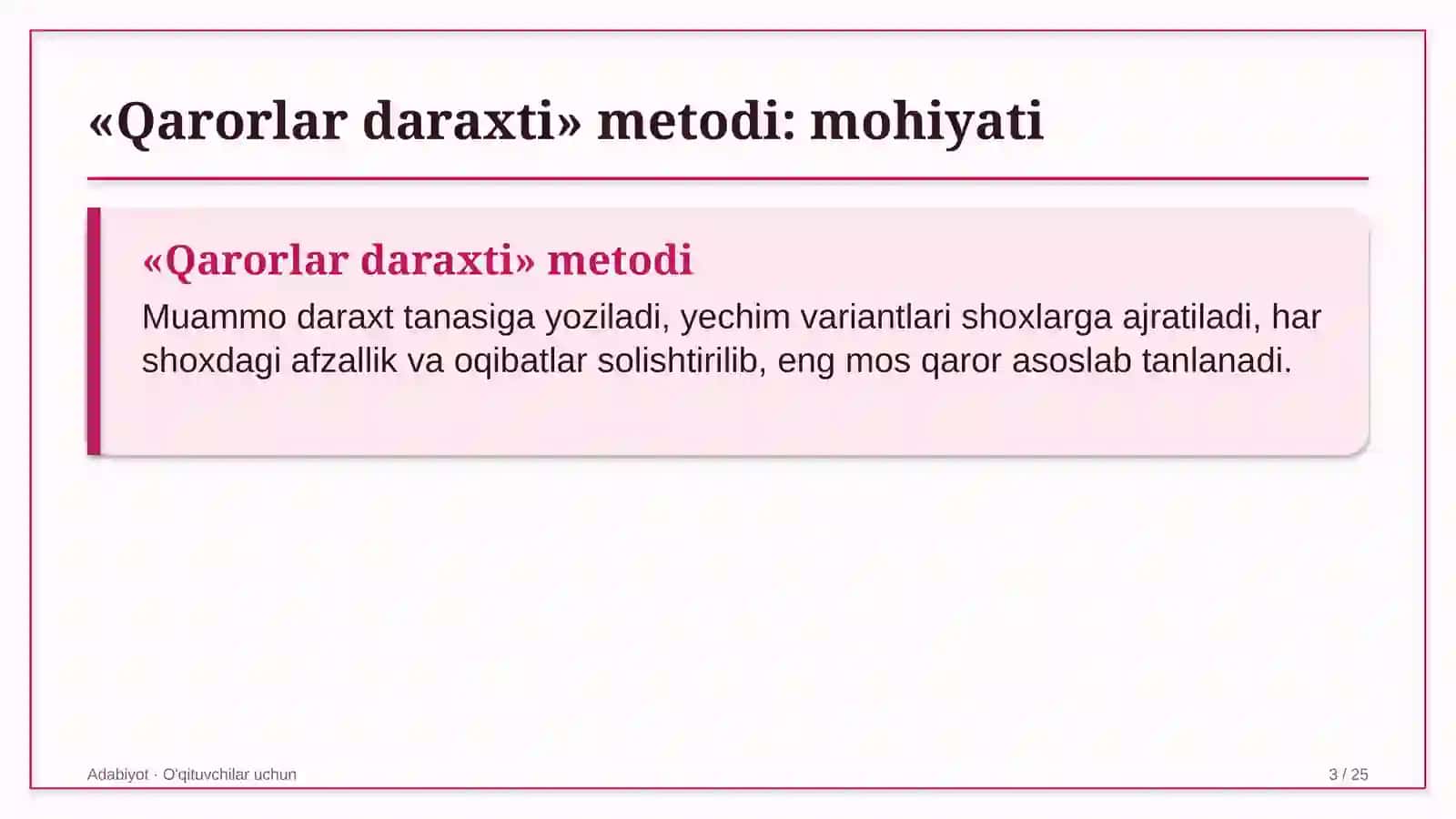adabiyot darslarida qarorlar daraxti metodidan foydalanish 4496 3