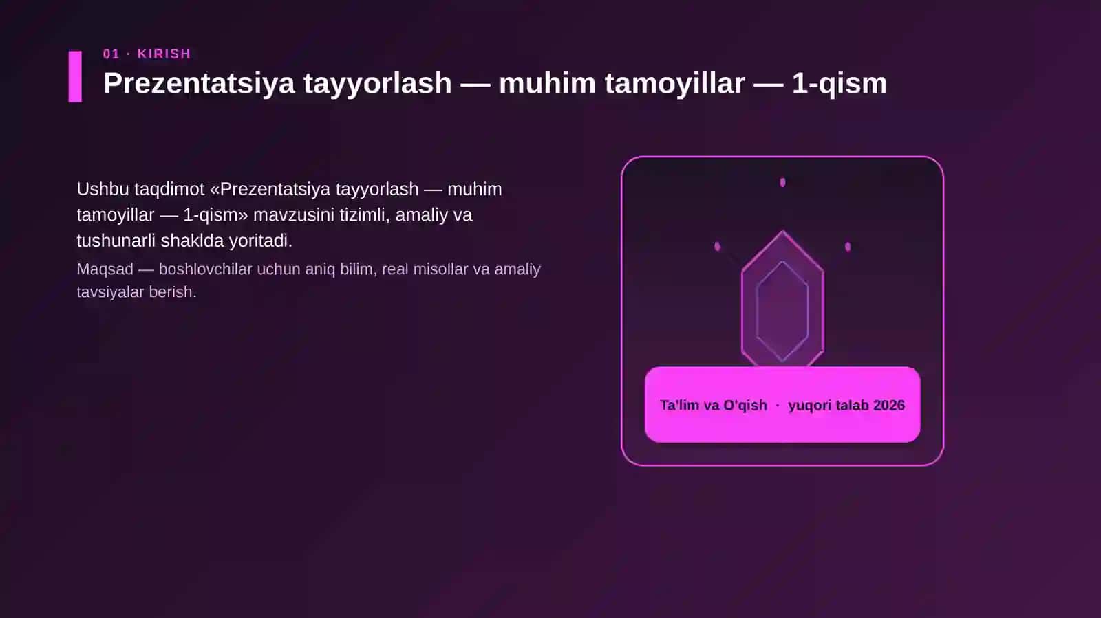 Prezentatsiya tayyorlash — muhim tamoyillar — 1-qism 3