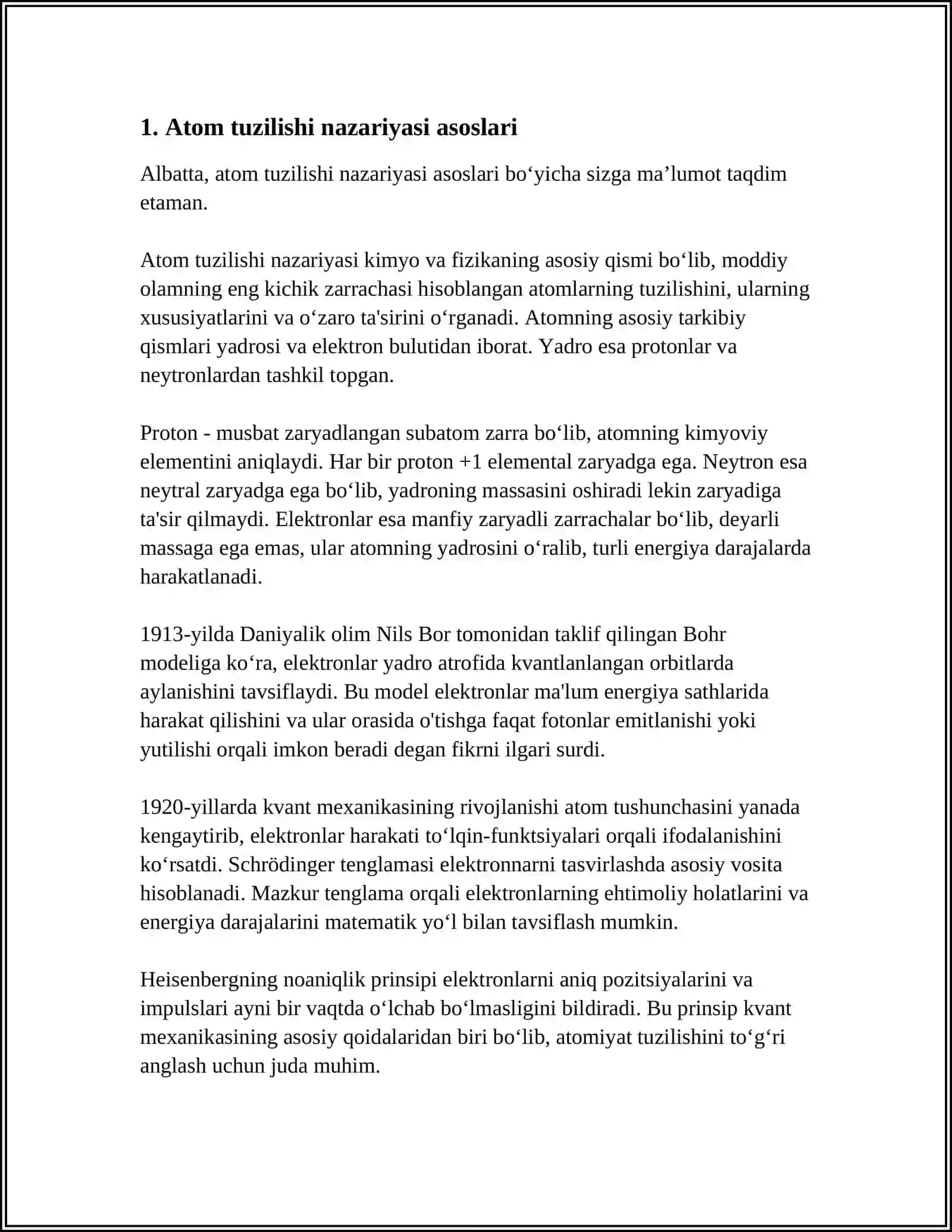 ATOM TUZILISHI NAZARIYASI VA KVANT MEXANIKASI D. I. MENDELEYEV ELEMENTLARI DAVRIY SISTEMASI ATOM TUZILISHI NAZARIYALARI BILAN BOGʻLIQLIGI 3