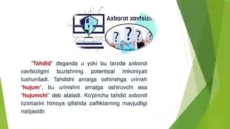 Axborot Komunikatsiya texnologiyalari xavfsizligiga bo'ladigan tahdidlar 3