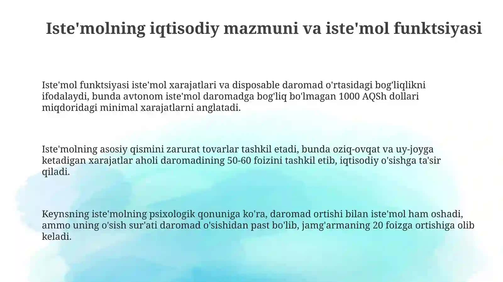 Iste'mol, Jamg'arma va Investitsiyalarningiqtisodiymazmuni 3