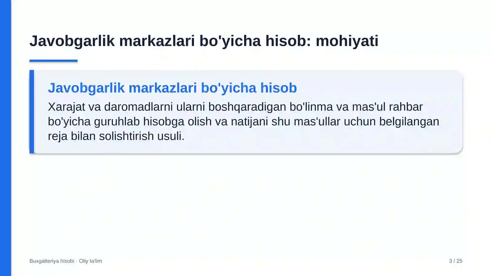 sport majmualarida xarajatlarni javobgarlik markazlari bo'yicha hisobga olish 9997 3