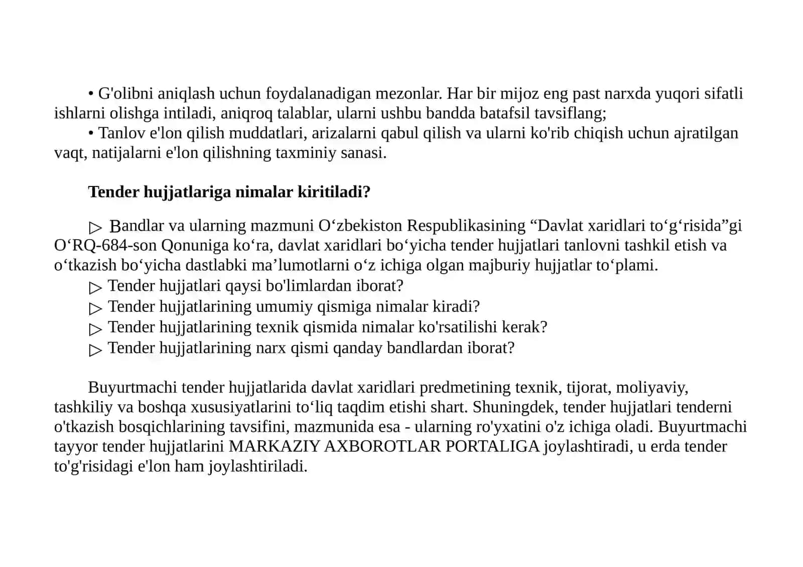 AVTOMOBIL YO'LLARINI LOYIHALASHDA, REKONSTRUKSIYA QILISH VA KAPITAL TA'MIRLASH BO'YICHA TANLOV (TENDER) SAVDOLARIDA ISHTIROK ETISh UCHUN HUJJATLAR TARKIBI 3