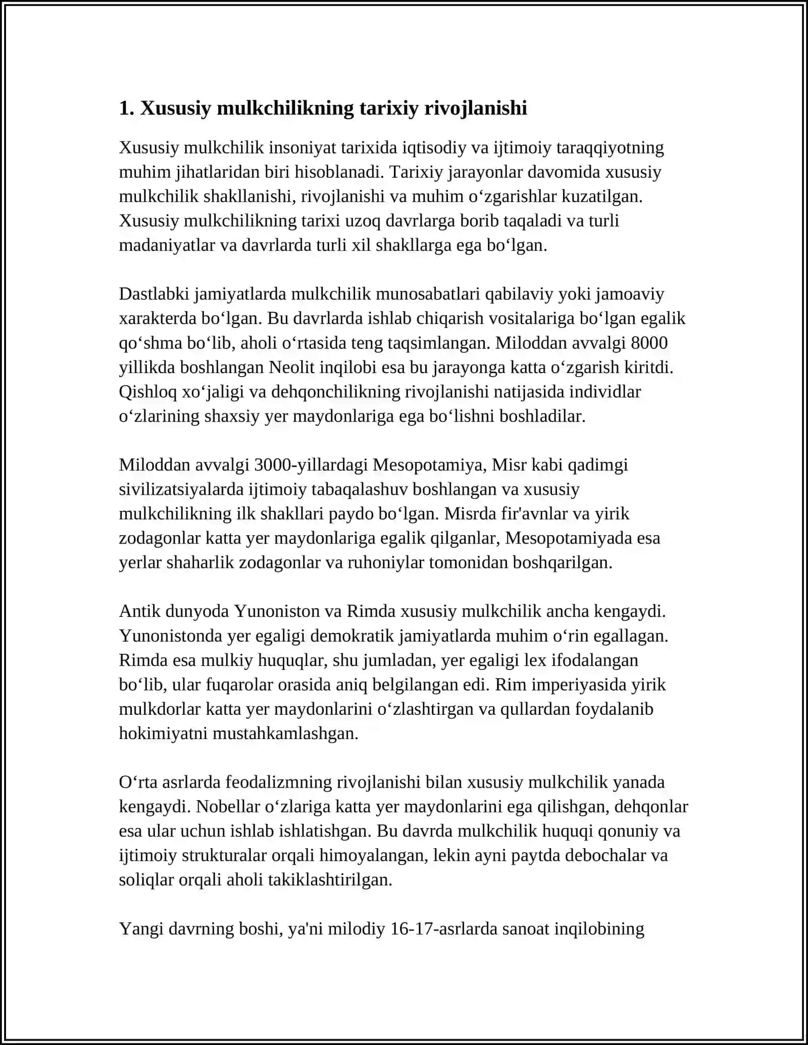 O'ZBEKISTONDA IQTISODIY ISLOHOTLAR: XUSUSIY MULKCHILIKNING SHAKLLANISHI 3