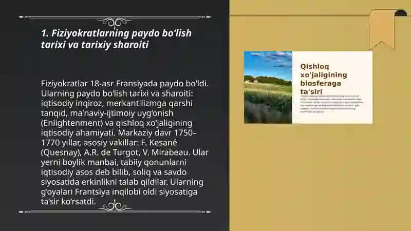 FIZIOKRATLAR: TABIIY QONUNLAR VA QISHLOQ XO'JALIGINING AHAMIYATI 3