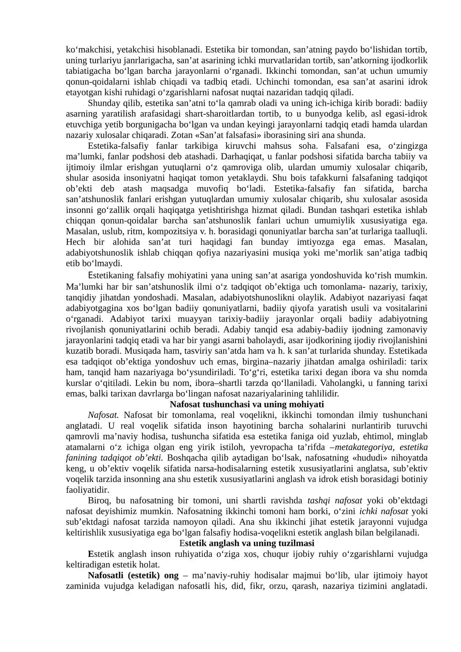 Nafosat falsafasi.(Estetika) 3