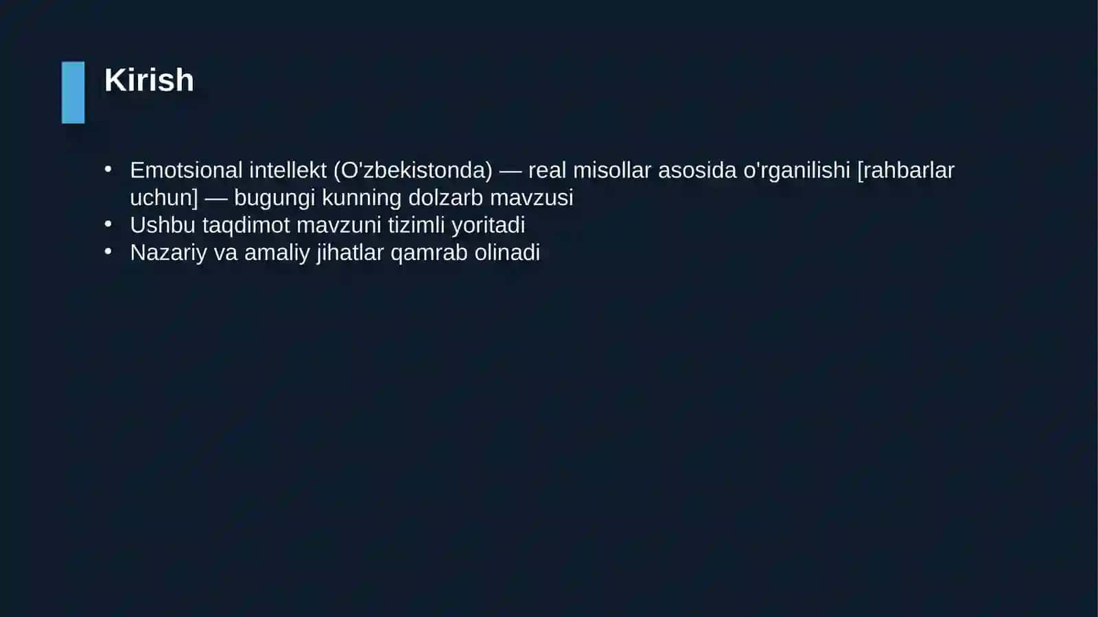 Emotsional intellekt (O'zbekistonda) — real misollar asosida o'rganilishi [rahbarlar uchun] 3