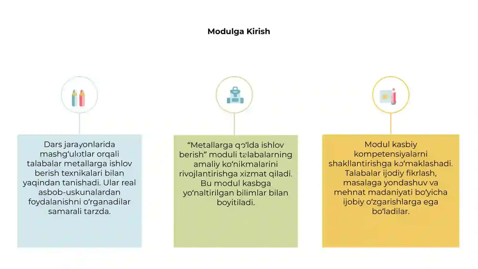 Metallarga qo‘lda ishlov berish moduli 3