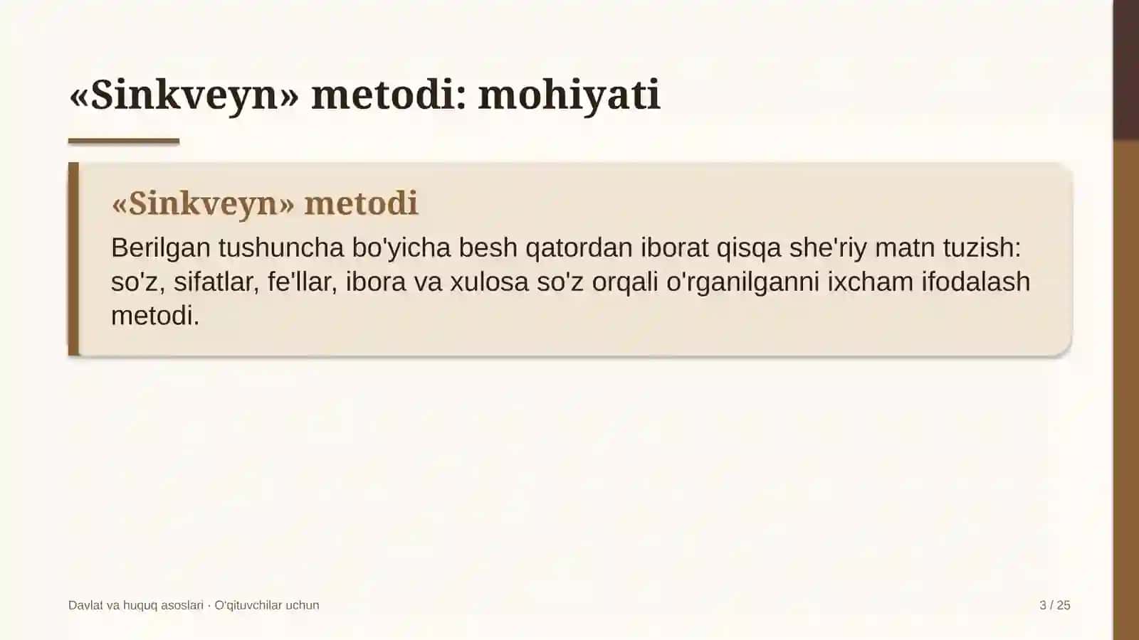 davlat va huquq asoslari darslarida sinkveyn metodidan foydalanish 9841 3