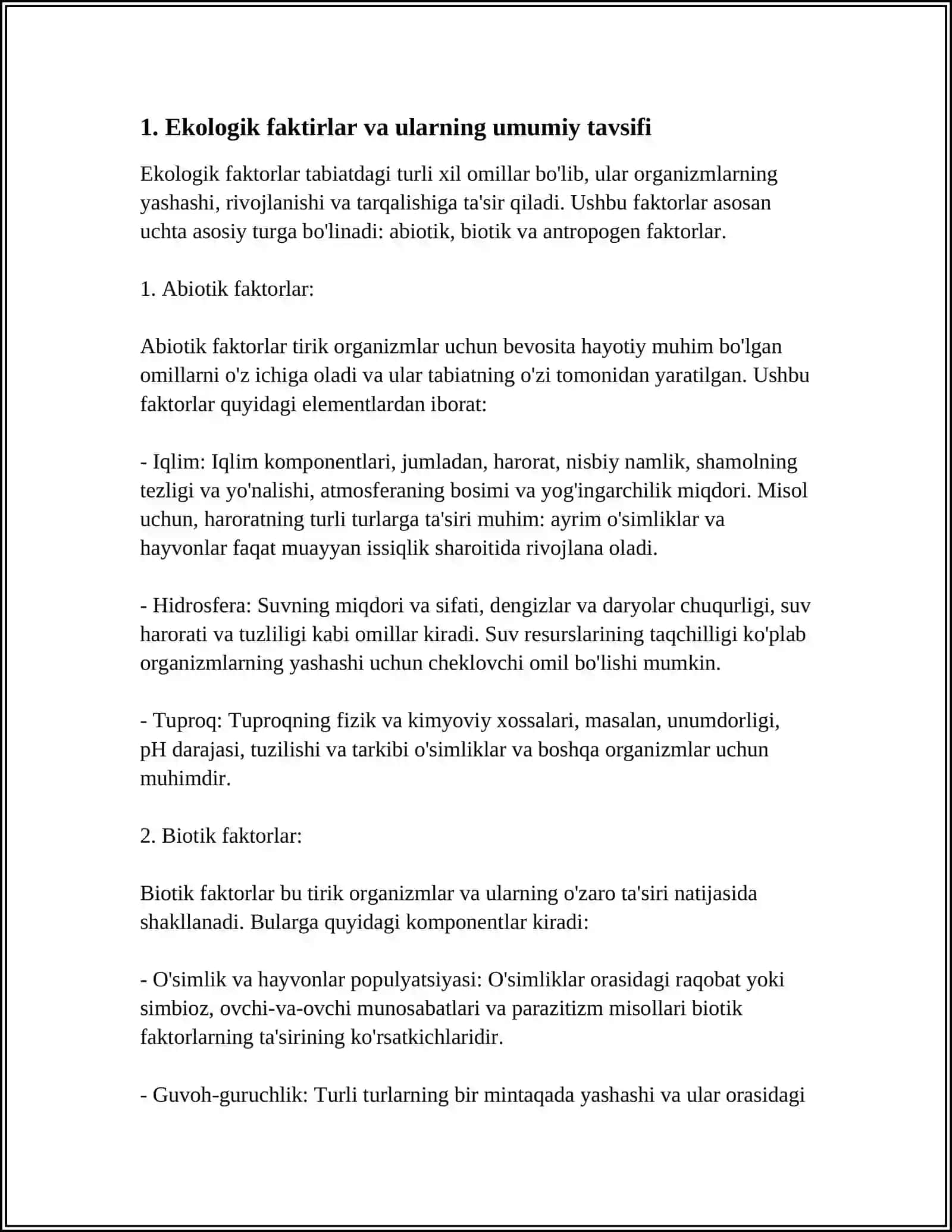 EKOLOGIK FAKTIRLAR VA ULARGA TASNIF 3