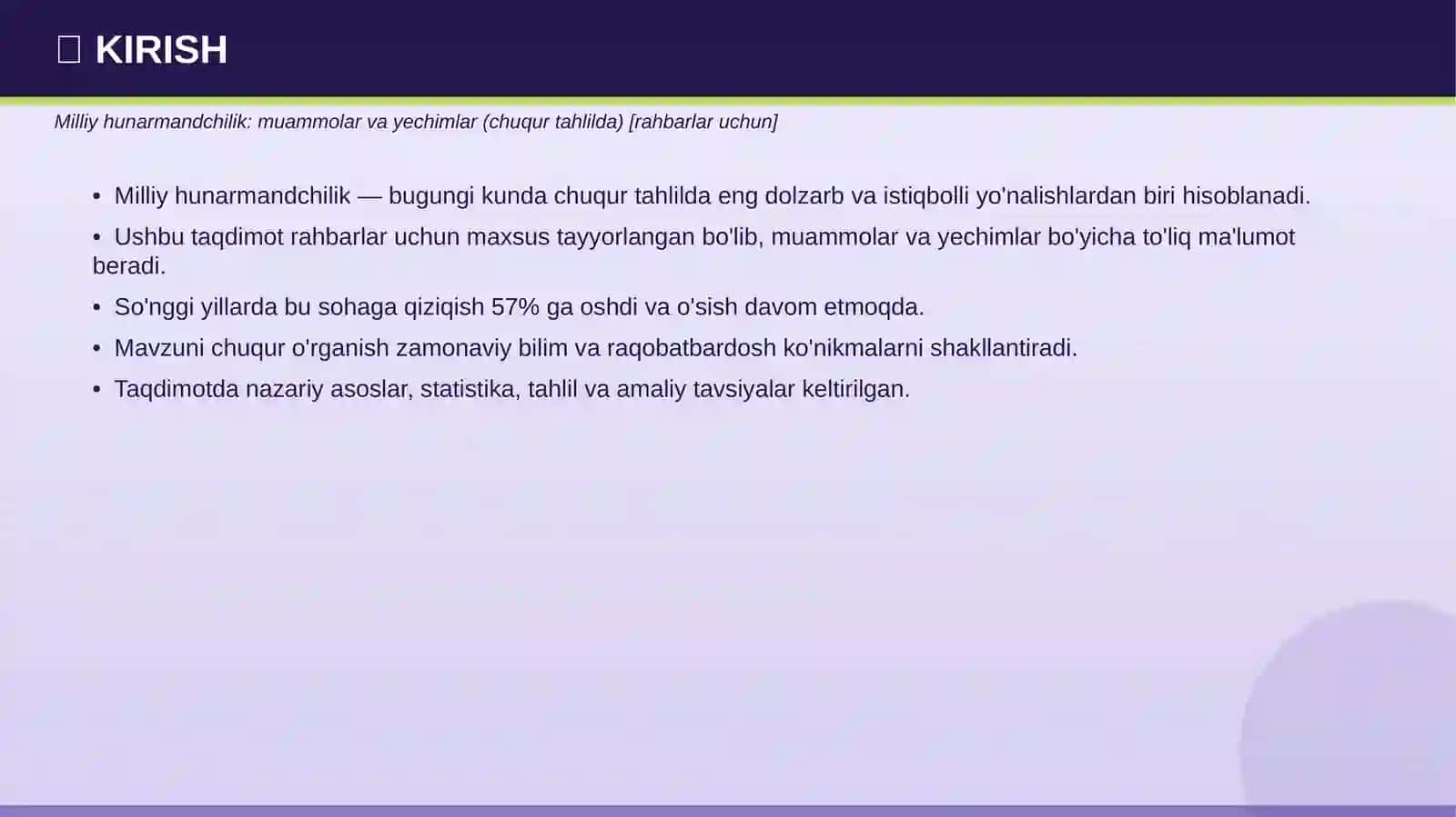 Milliy hunarmandchilik: muammolar va yechimlar (chuqur tahlilda) [rahbarlar uchun] 3