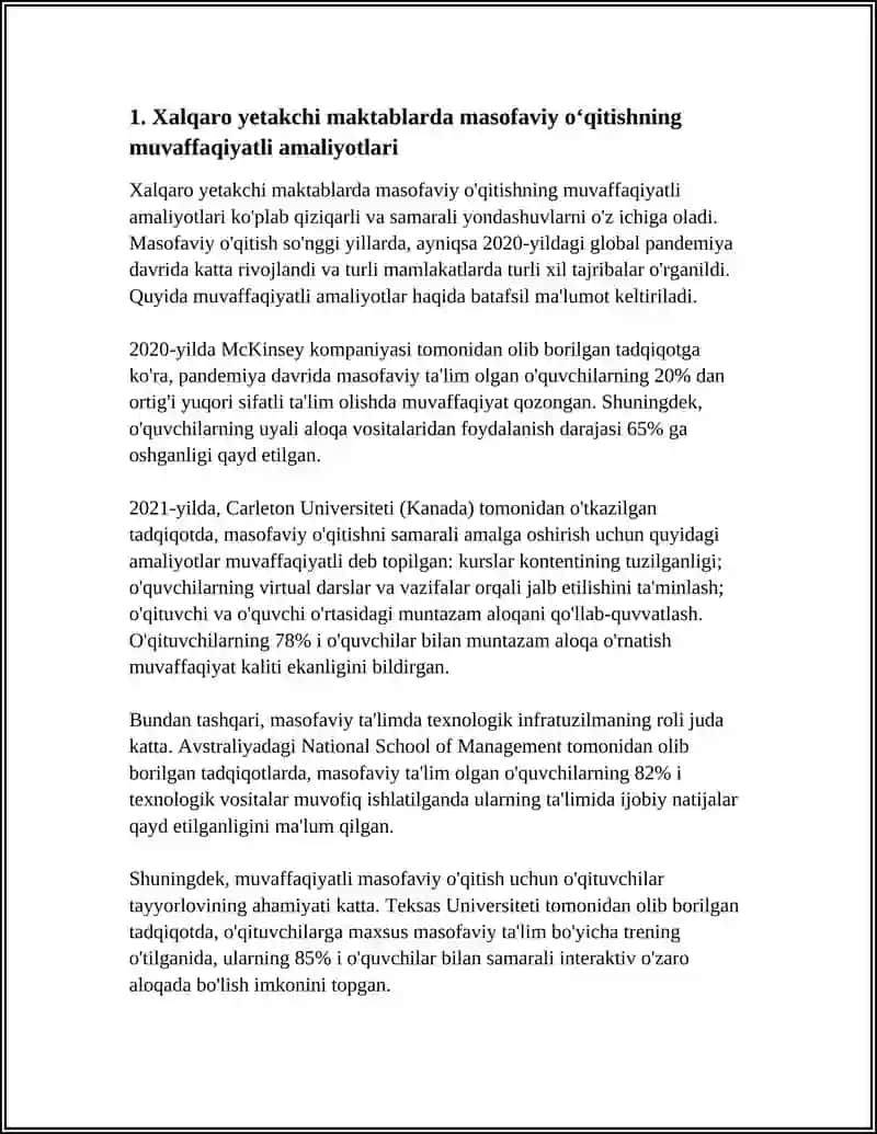 Xalqaro yetakchi maktablarda masofaviy o‘qitish muvaffaqiyatli amaliyotlari 3