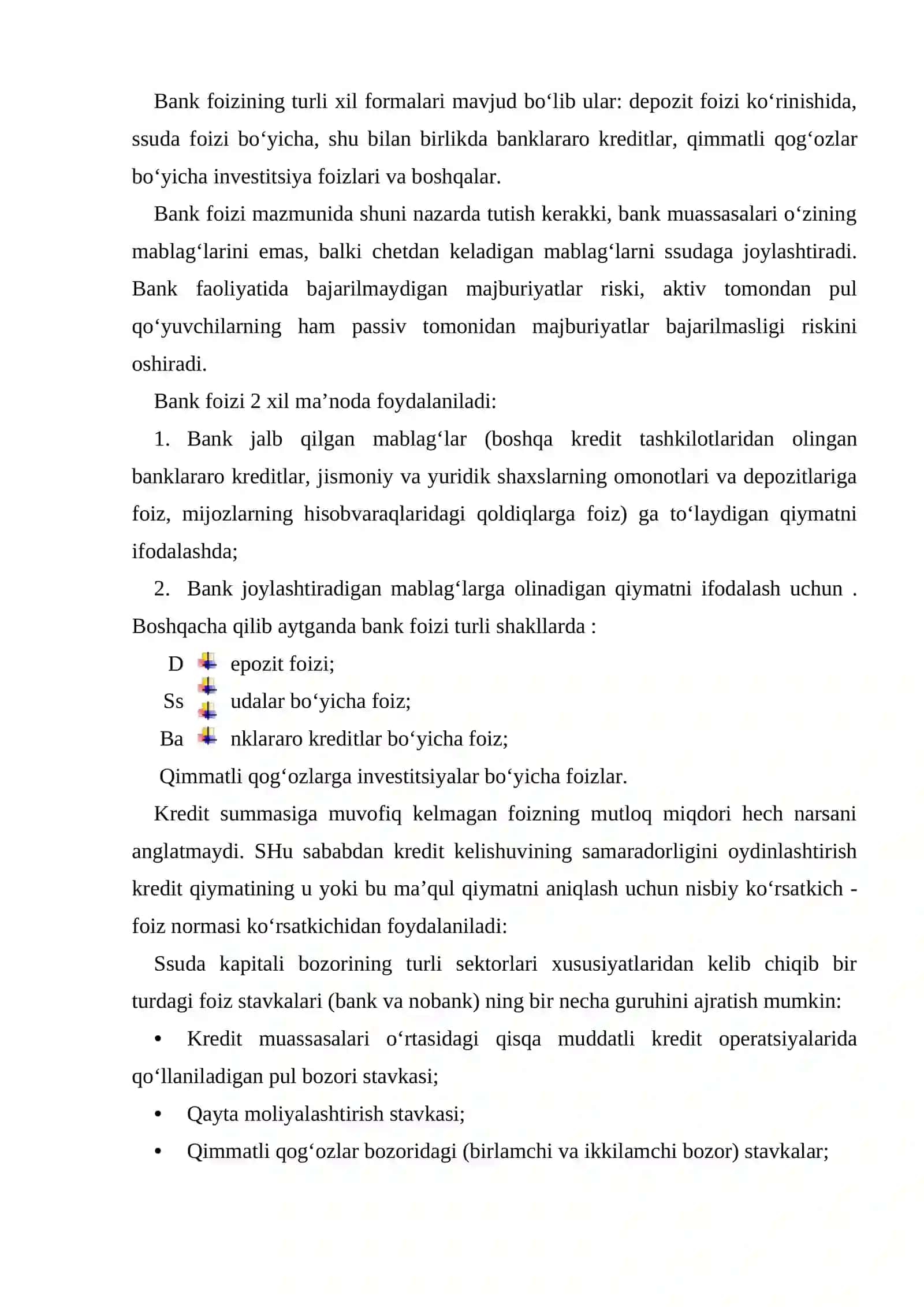 Tijorat banklarining passiv va aktivlari bo’yicha foiz siyosati 3