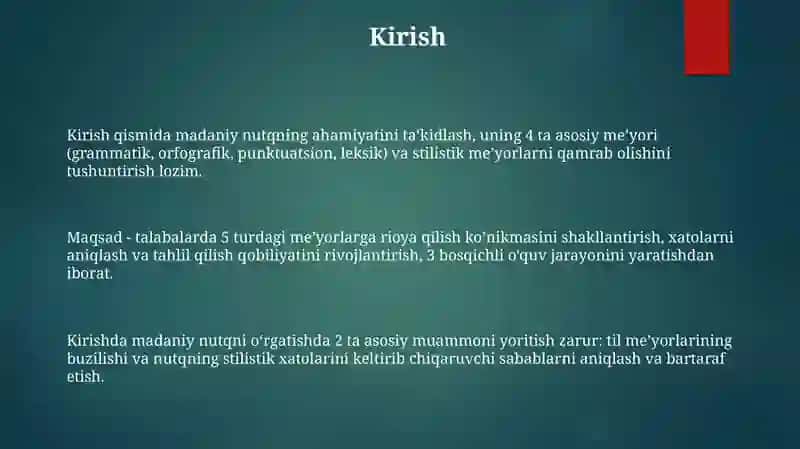 Madaniy Nutqning Grammatik va Uslubi Ye'yorlari Bo'yi Chamashqvo Topshiriqlar Tayyorlash 3